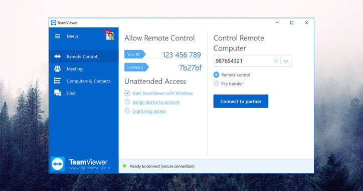 TeamViewer login remote control