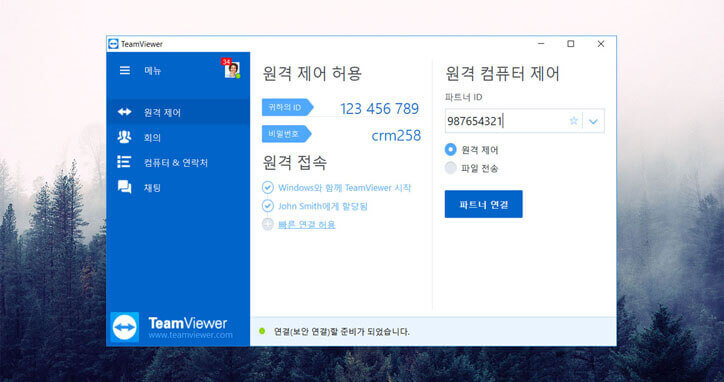TeamViewer login in Korean
