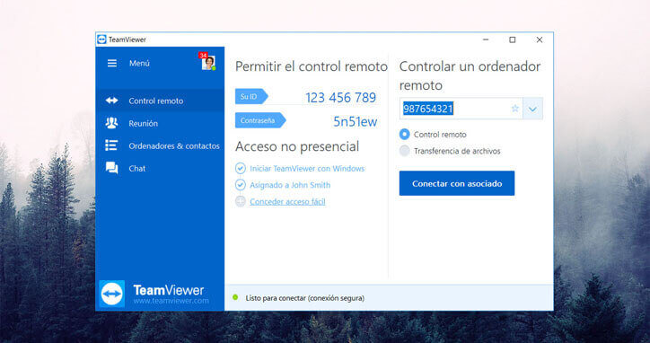 TeamViewer login in Spanish
