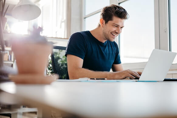 man working on a laptop
