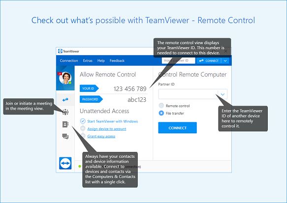 use teamviewer to connect to another computer