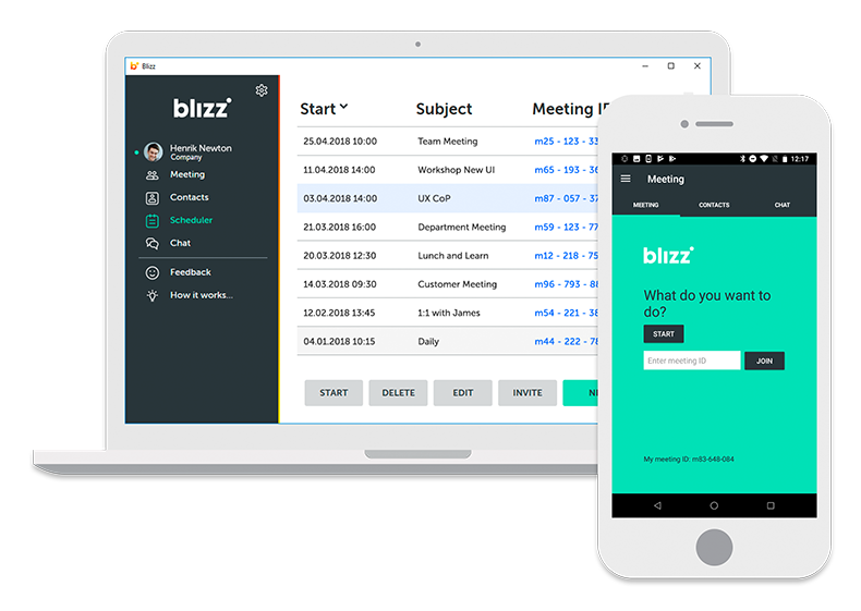 blizz webinar software on laptop and mobile iphone