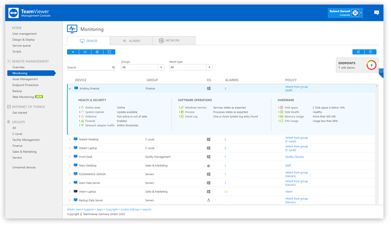 remote monitoring client server name