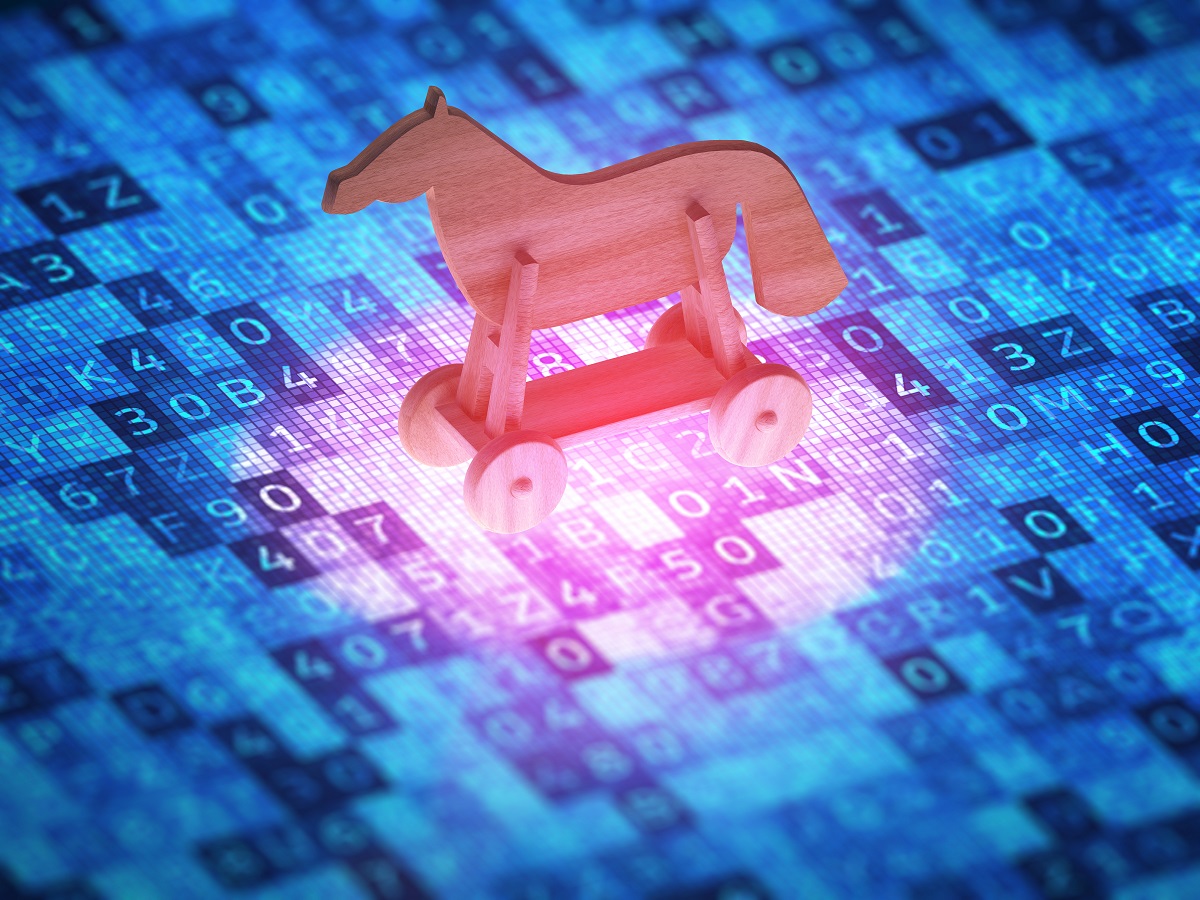 Cyber,Security,Concept.,Toy,Horse,On,A,Digital,Screen,,Symbolizes